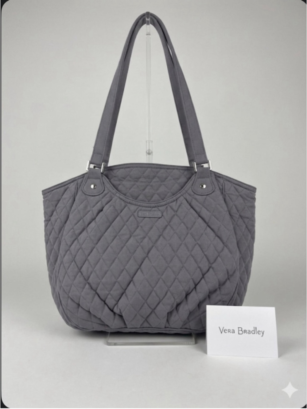 Vera Bradley Gray Quilted Tote Bag